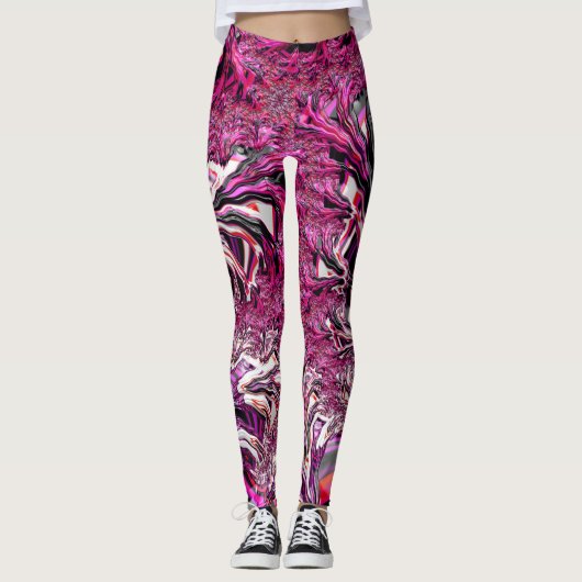 Leggings Trippy Vibrant Psychedelic Funky Fractal Art (Devant)