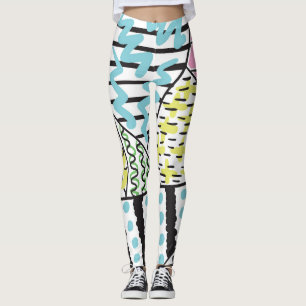 Leggings Trois Abstraits : Art Arrière - plan Dessiné À La