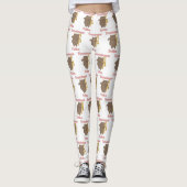 Leggings Trombone Tribe Brown Kitty Cat Pink Pattern (Devant)
