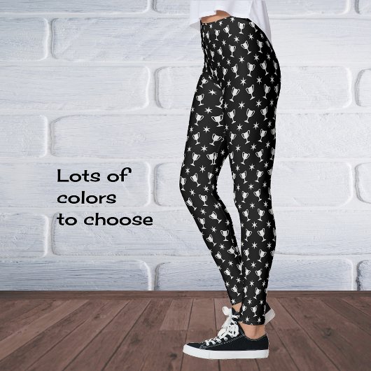 Leggings trophée de thème sportif symbole étoiles motif noi