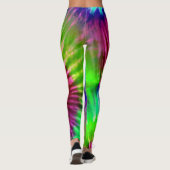Leggings Tropical Arc en ciel vert Magenta Starburst Tie Dy (Dos)