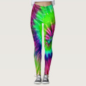 Leggings Tropical Arc en ciel vert Magenta Starburst Tie Dy (Devant)