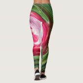 Leggings Tropical Australian Protea Green Red White (Dos)