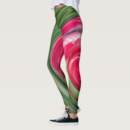Leggings Tropical Australian Protea Green Red White (Gauche)