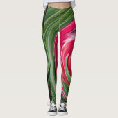 Leggings Tropical Australian Protea Green Red White (Devant)