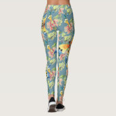Leggings Tropical Blue Butterfly Exotic Flower Motif (Dos)