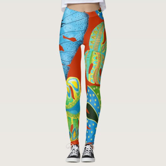 Leggings Tropical Chic : Motif feutré sans joint. (Devant)