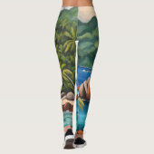 Leggings Tropical Green and Blue Seychelles Beach (Dos)