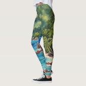 Leggings Tropical Green and Blue Seychelles Beach (Gauche)