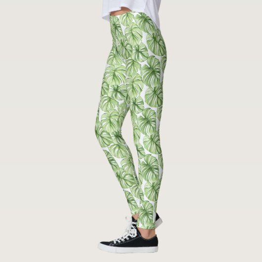 Leggings Tropical Green Palm Tree Leaves (Gauche)