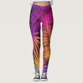 Leggings Tropical Palm Tree Leaves Jungle Rainbow (Devant)
