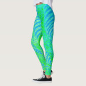 Leggings Tropical Pattern, Line Round Curve, Blue Turquoise (Gauche)