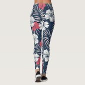 Leggings Tropical Pink and Navy Floral (Dos)