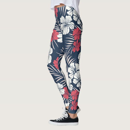 Leggings Tropical Pink and Navy Floral (Gauche)