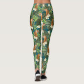 Leggings Tropical Tiger Hawaiian Palm Jungle Teal (Dos)