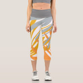 Leggings tropicaux Botaniques Gris Jaune (Recto)