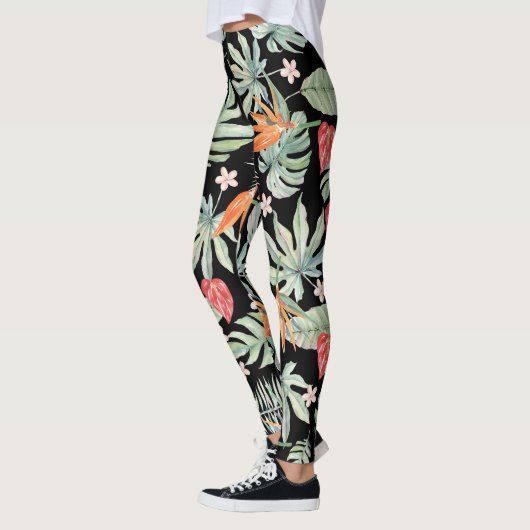 Leggings Tropiques foncées Imaginaire Fleur Foliage (Gauche)