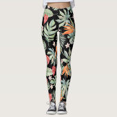 Leggings Tropiques foncées Imaginaire Fleur Foliage (Devant)