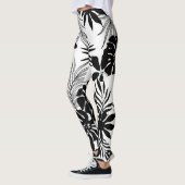 Leggings Tropiques Noires et Blancs : Nature Silhouettée (Gauche)