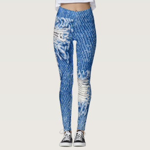 Leggings Trou, jean denim, texture déchirée