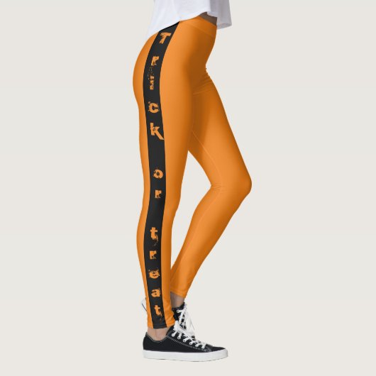 Leggings Trou noir et orange ou traiter Halloween Éffrayant (Droite)