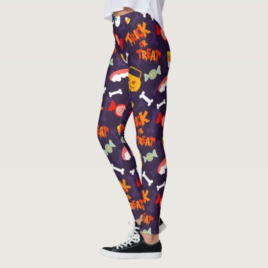 Leggings Trou ou traiter mignon Monstres Citrouilles Hallow (Gauche)