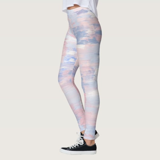 Leggings Trucs de peinture bleu et blanc Abstraits (Gauche)