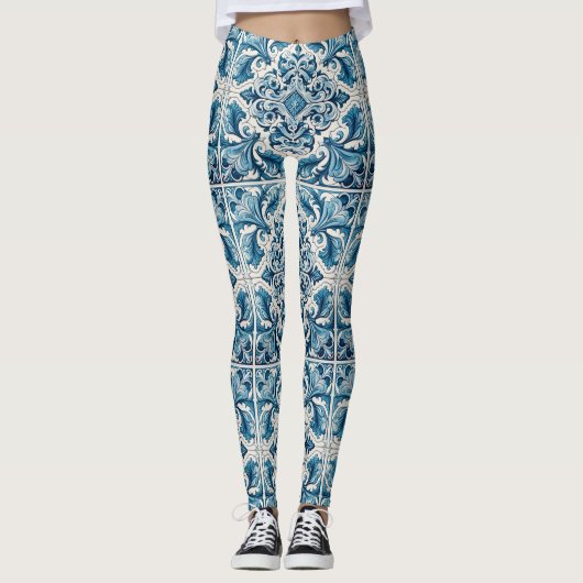 Leggings Tuile bleue portugaise (Devant)