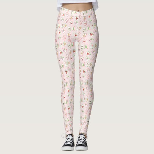 Leggings Tuiles de Mahjong de Noël (Devant)
