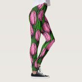 Leggings Tulières roses avec feuilles verts (Droite)