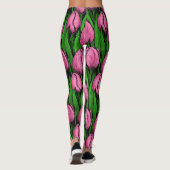 Leggings Tulières roses avec feuilles verts (Dos)