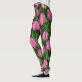 Leggings Tulières roses avec feuilles verts (Gauche)