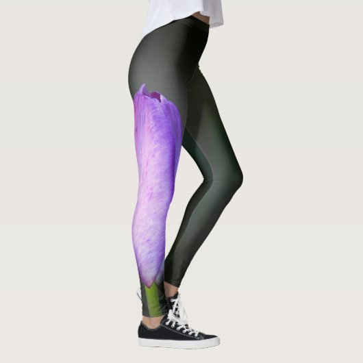 Leggings Tulipe pourpre sur Noir fumé (Droite)