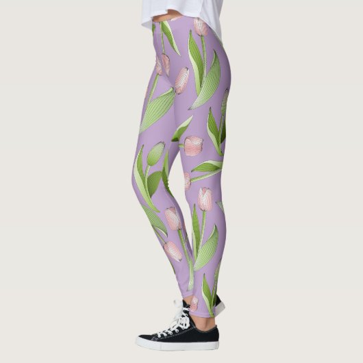 Leggings Tulipe rose moderne violet clair (Gauche)