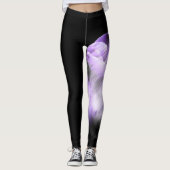Leggings Tulipe violette et grise sur noir (Devant)