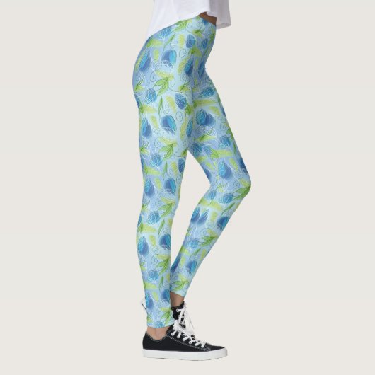 Leggings Tulipes bleues et vertes (Droite)
