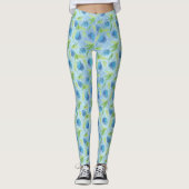 Leggings Tulipes bleues et vertes (Devant)
