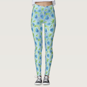 Leggings Tulipes bleues et vertes