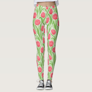 Leggings Tulipes en rouge et vert
