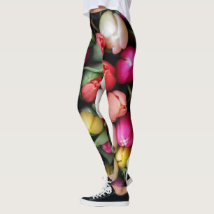 Leggings Tulipes Fleurs colorées Printemps de Pâques