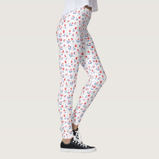 Leggings Tulipes rouges sur fond blanc (Droite)