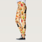 Leggings Turquie Thanksgiving Fall Pie Bière Citrouille Mot (Gauche)