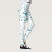 Leggings Turquoise Amusement et Amour Moderne et Coeurs (Droite)