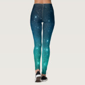 Leggings Turquoise and blue gradient starry celestial (Dos)