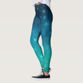 Leggings Turquoise and blue gradient starry celestial (Gauche)
