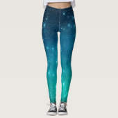 Leggings Turquoise and blue gradient starry celestial (Devant)