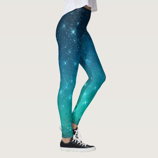 Leggings Turquoise and blue gradient starry celestial  (Droite)