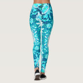 Leggings Turquoise Aqua Blue Floral (Dos)