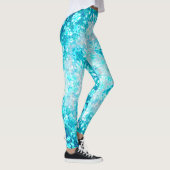 Leggings Turquoise Aqua Blue Floral (Droite)