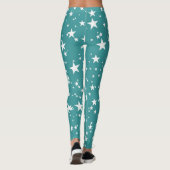 Leggings Turquoise aux Étoiles Blanches (Dos)